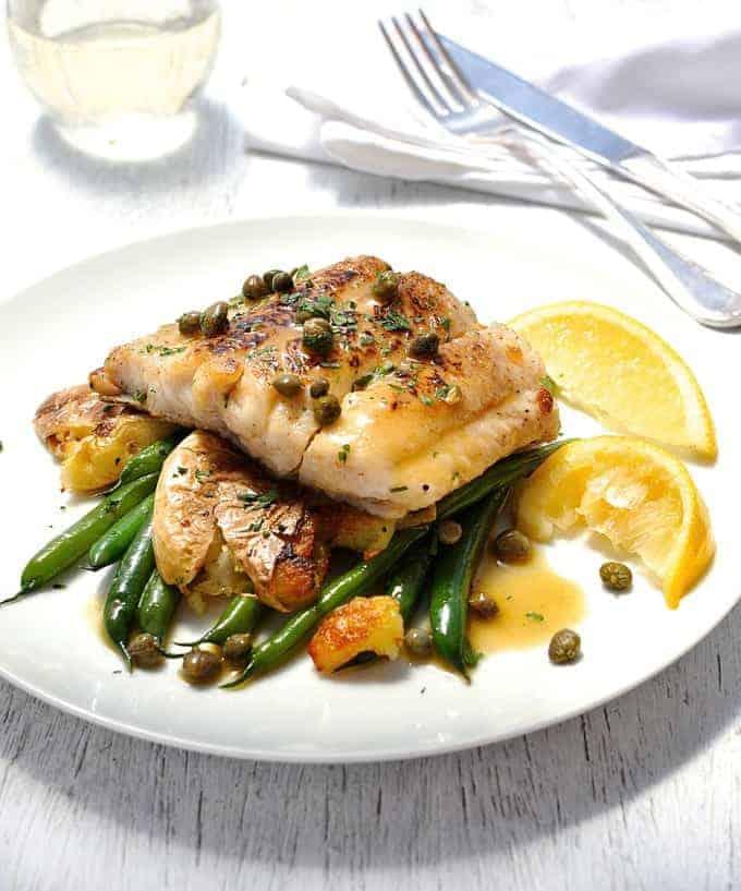 Halibut with New Potatoes and Green Beans