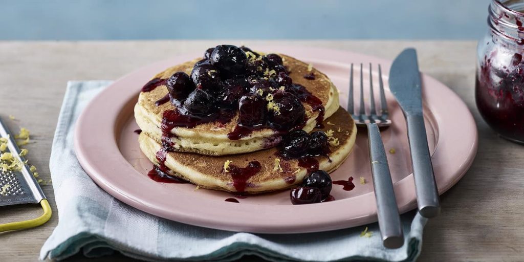 Light Blueberry-Ricotta Pancakes with Blueberry Sauce: A Dreamy Breakfast Delight
