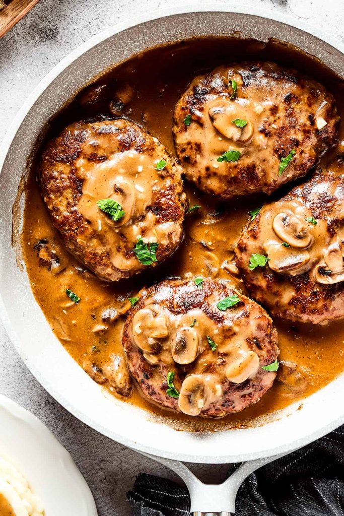 Light Salisbury Steak with Mushroom and Onion Sauce