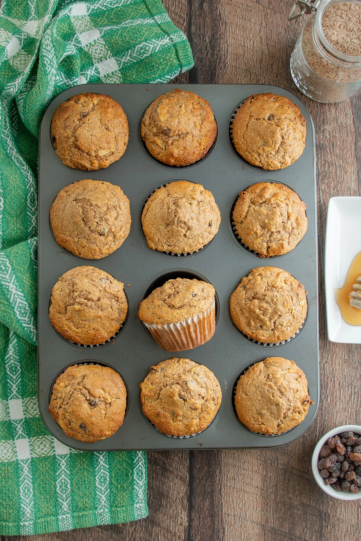 Low Calorie Maple Oat Bran Muffins with Currants