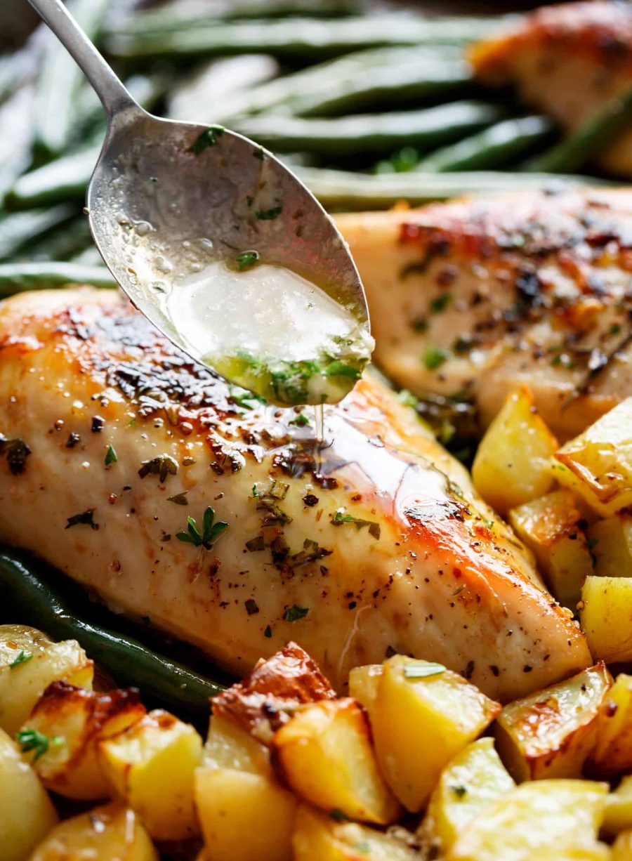Low Fat Chicken and Potatoes with Herb Sauce