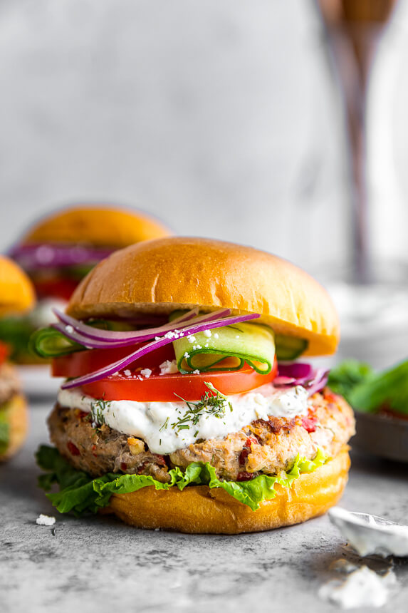 Low Fat Turkey Burgers with Herb Sauce