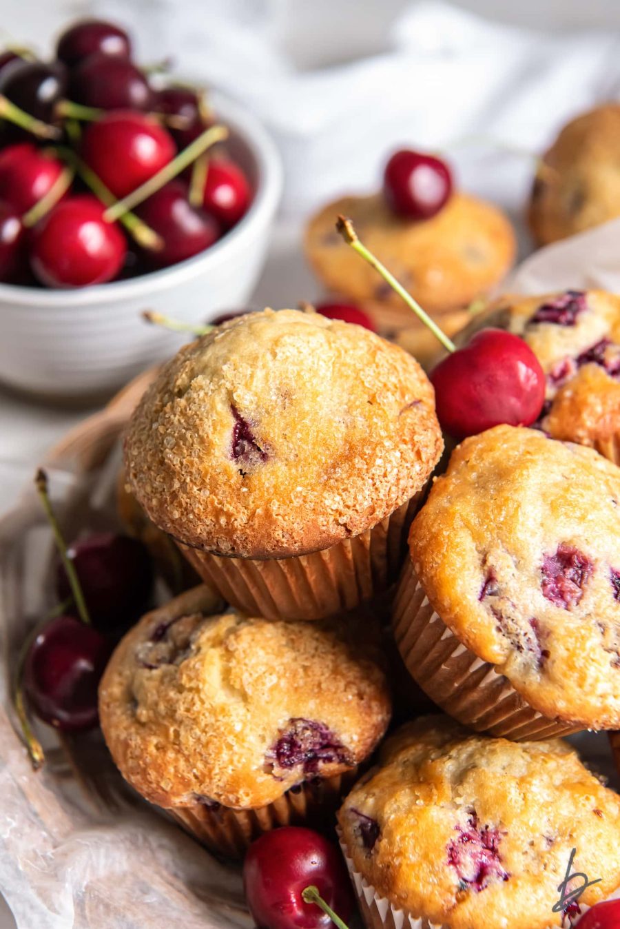 Moist Cherry Almond Muffins
