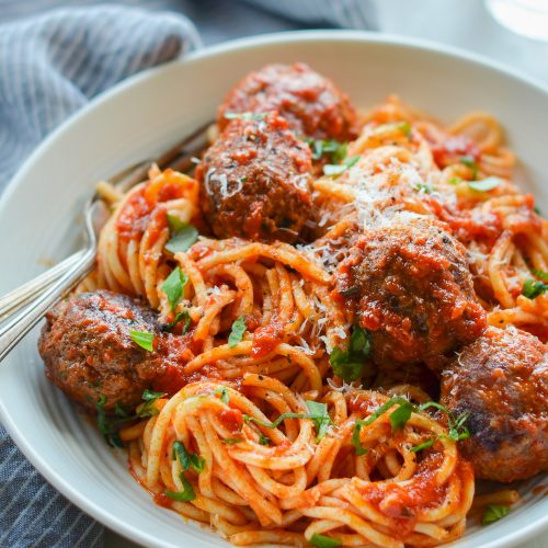 Spaghetti with Homemade Meatballs and Sauce