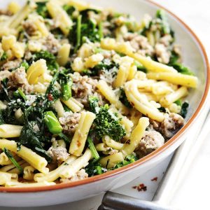 Whole Wheat Pasta with Sausage and Broccoli Rabe