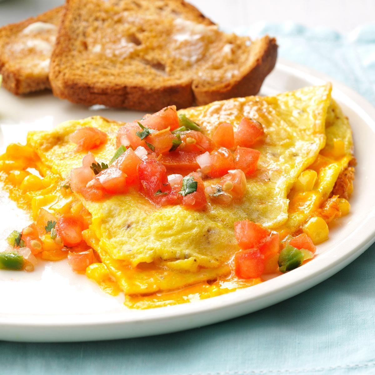 Low Fat Omelettes with Corn and Goat Cheese